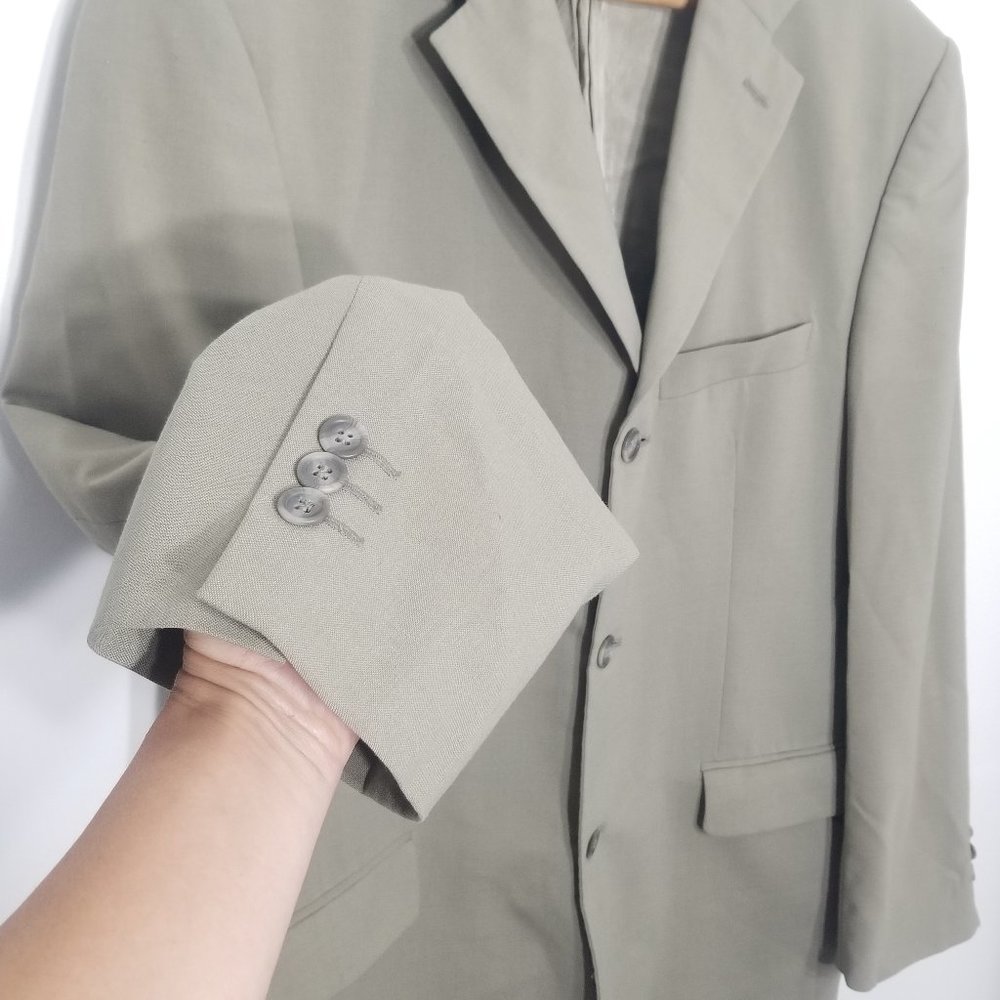 Vintage Boulevard Club Khaki  Oversized Professor Wool Blend Blazer Sport Pocket - Picture 5 of 10